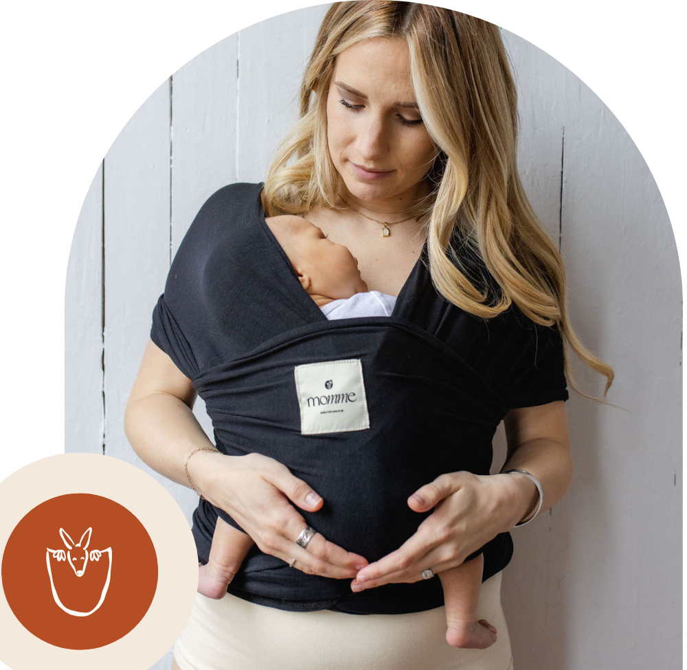 Momme | high-quality sustainable newborn kangaroo wrap in midnight