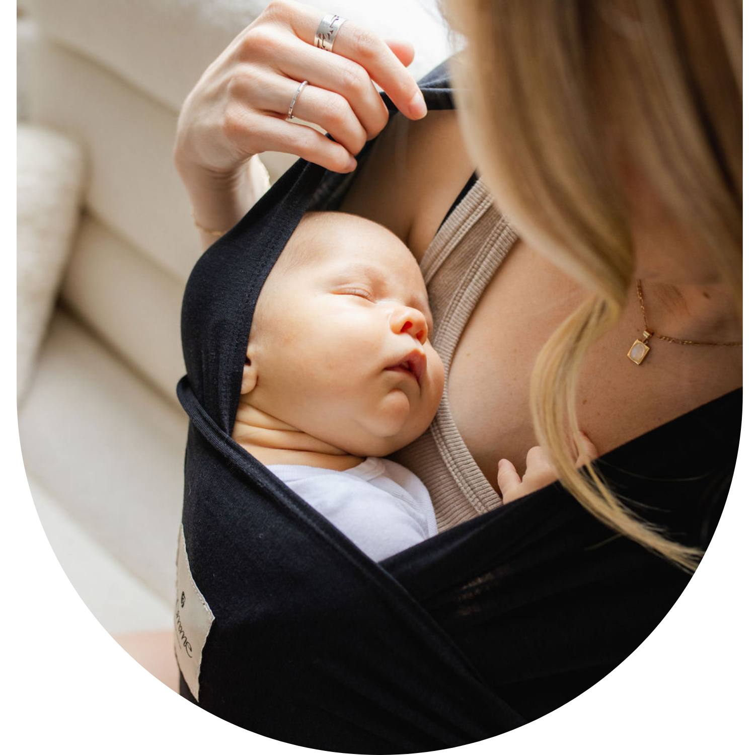 Momme | Baby wearing mom with newborn in our newborn Kangaroo Wrap