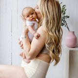 Momme | High-waisted pregnancy and postpartum underwear in the color milk